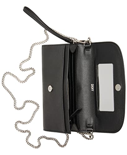 DKNY Women's Phoenix Wallet on a Chain, Black/Silver, One Size4