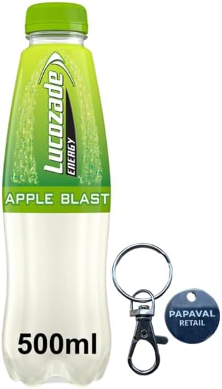 Lucozade Energy Drink with Key Ring (24x500ml, Apple Blast)