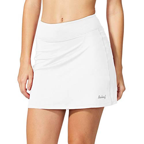 BALEAF Women's Active Athletic Skort Lightweight Skirt with Pockets Inner Shorts Perfect for Running Golf Tennis Casual Use-XXL White