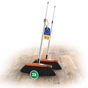 Novaliv 2X Rosshaar Zimmerbesen mit Stiel