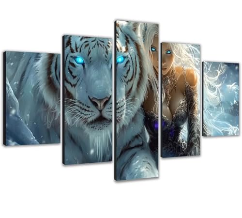 Diamond painting tigre 5 pièces, grand kit complet de broderie pour adulte 125x80cm