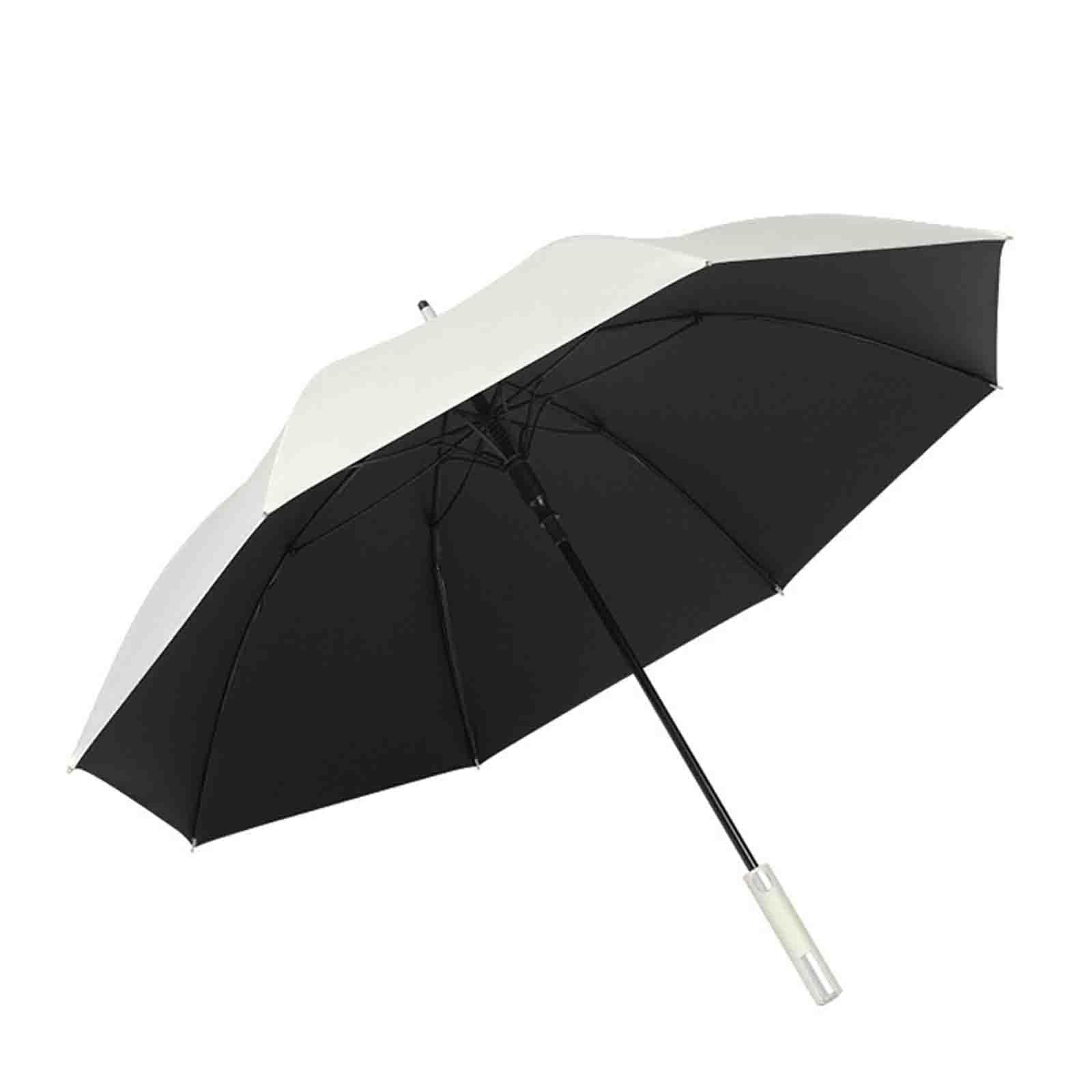 45-calowy bardzo duży parasol golfowy, prosty pręt 8 żeber automatyczny parasol golfowy czarny plastikowy słoneczny i deszczowy parasol biznesowy podwójnego zastosowania (White)