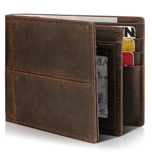 Image of Artpaxy Mens Wallet Bifold Genuine Leather RFID Blocking Wallet for Men with 1 ID Window 13 Card Holders 2 cash pockets 1 Gift Box