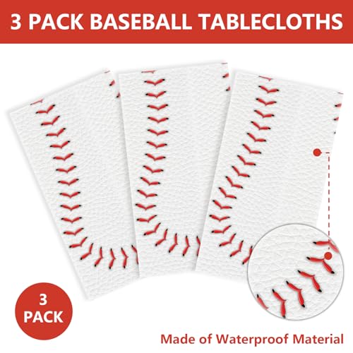 Image of 3pcs Baseball Tablecloths Baseball Birthday Party Supplies Tablecloth | Disposable Plastic Table Cloths Rectangle Waterproof Table Cover for Baseball Sports Theme Party Decorations