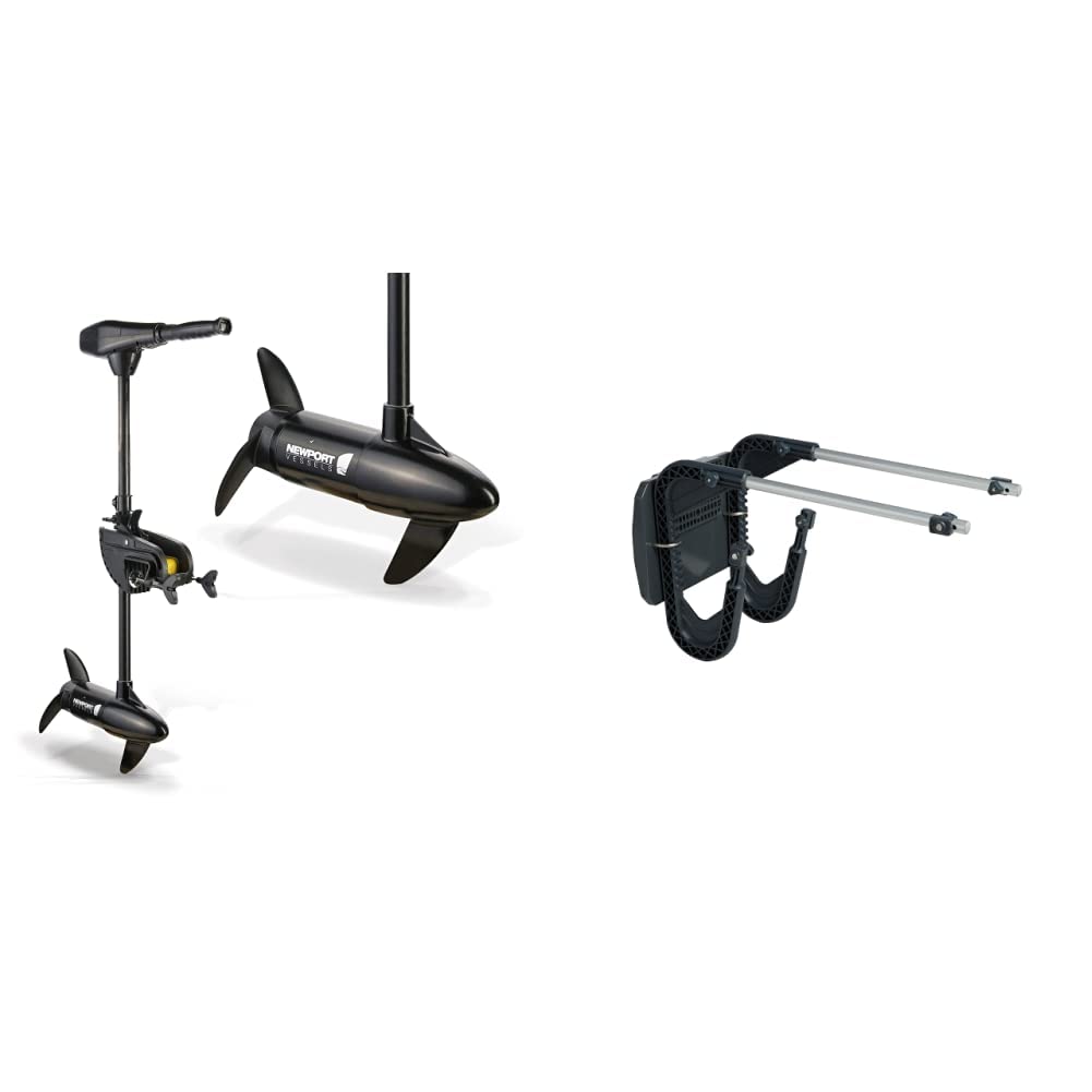 Newport NV-Series 55lb Thrust Saltwater Transom Mounted Trolling Electric Trolling Motor w/LED Battery Indicator & 30" Shaft & Intex 68624EP Motor Mount Kit for inflatable Boats