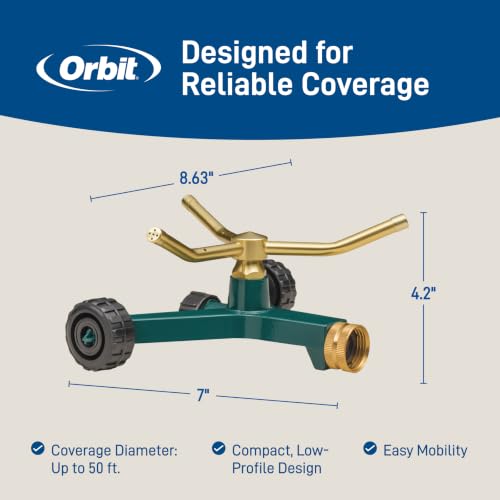 Orbit 58257N Lawn and Garden 3-Arm Metal Sprinkler with Wheel Base | 3-Arm Metal Sprinkler Design with Stable Wheel Base for Adjustable Lawn & Garden Watering Coverage & Range - image 9
