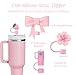 Pink Straw Cover Cap for Stanley Cup, 6pcs Silicone Flower Straw Toppers Compatible with 20 30 40 Oz Tumbler with Handle, 0.4in/10mm Cute Dust Proof Reusable Straws Stopper Accessories