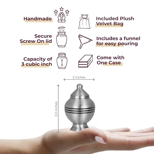 Image of Trupoint Memorials Cremation Urns for Human Ashes, Funeral Memorial Urn for Male and Female, Decorative Burial Metal Urn Collection for Adult Men & Women - Silver Chalice, 1 Keepsake