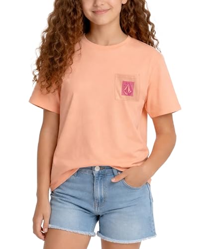 Image of Volcom Girls Shirts - Casual Crewneck Short Sleeve Graphic Tee Trendy Tops - Breathable Girls Summer Clothes