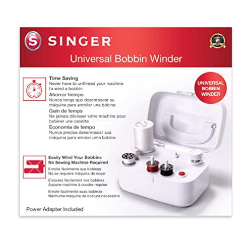 Singer | Bobbin Winder For Sewing Machines - For Class 15 And 15J Bobbins - Simple & Portable - Battery Powered With Included Power Adapter , White #TOP2