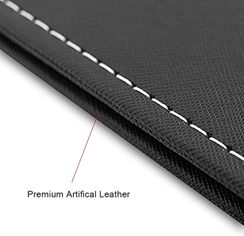 Image of Folding Round Compact Mirror - PU Leather Vanity with Stand for Desk, Camping, Travel - Personal Tabletop HandMirror - Princess Square Makeup