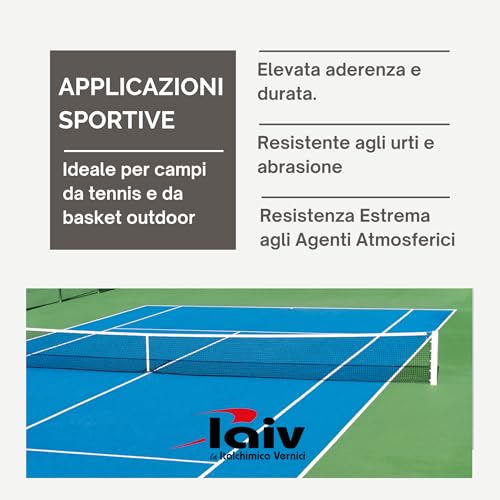 Laiv Pittura Acrilica Versatile Per Pavimentazioni Sportive E Stradali Ideale Per Esterni E Interni Resistente A Condizioni Climatiche Estreme (Grigio, 4 Litri) - 5