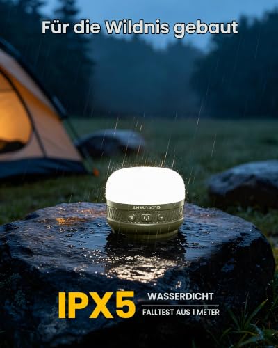 Glocusent Camping Lampe Aufladbar, Taschenformat Camping Licht 5000mAh SOS – Ansicht 6
