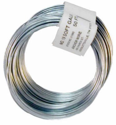 Hillman Fasteners 123181 Bobina de 50 pies - Alambre galvanizado calibre 20 de uso general, paquete de 12