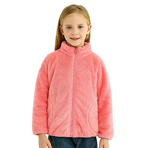 Girls Boys Fleece Jacket Teen Plain polar Fleece Zipper Jacket Coat Toddler Kids Fall Winter Warm Outerwear with Pockets2