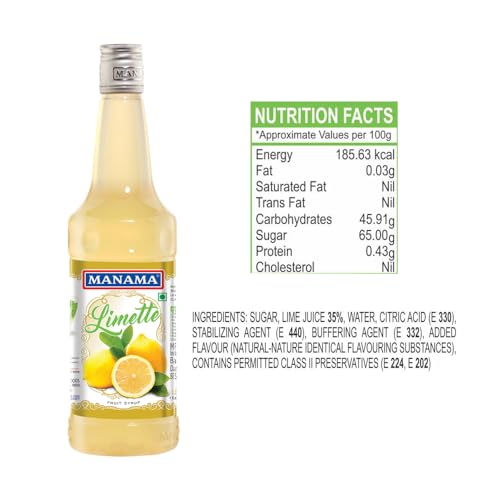 Image of Manama Limette (Lime Juice) Syrup | Mixer for Mocktails, Cocktails, Drinks, Juices, Beverages | Non Alcoholic Mix 750ML Bottle