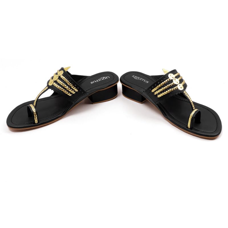 Image of Handcrafted Heeled Kolhapuri Sandals