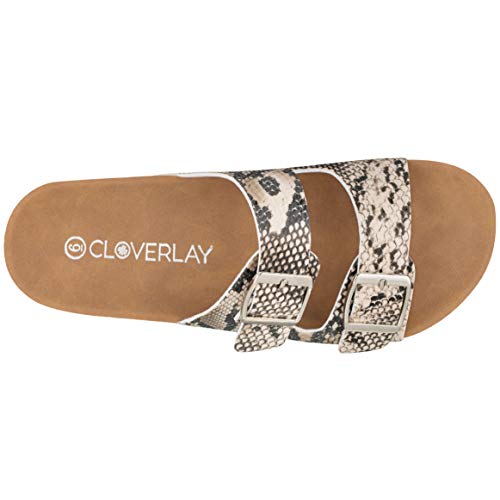 Cloverlay Women's Slide Sandals Casual Cork Footbed Platform Sandals Open Toe Slides (10, Snake) #TOP3
