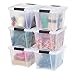 IRIS USA 19 Qt. Plastic Storage Bin Tote Organizing Container with Durable Lid and Secure Latching Buckles, Stackable and Nestable, 6 Pack, clear with Black Buckle