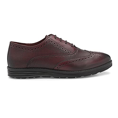 Image of Legwork Men's Leather Lined Laser Brogue Oxford Shoes for Men and Boys