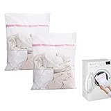 【GRAN CAPACIDAD】Paquete de 2 bolsas para lavar ropa delicada en lavadora de 30 x 40 cm, especialmente diseñadas para lavar abrigos, ropa, chaquetas, suéteres, bufandas, peluches, etc.