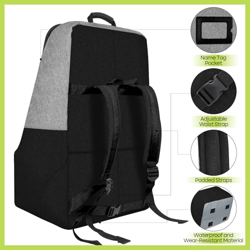 padded car seat travel bag for airplane heavy duty backpack for air travel water-resistant carrier with shoulder strap fits most car seats greyblack
