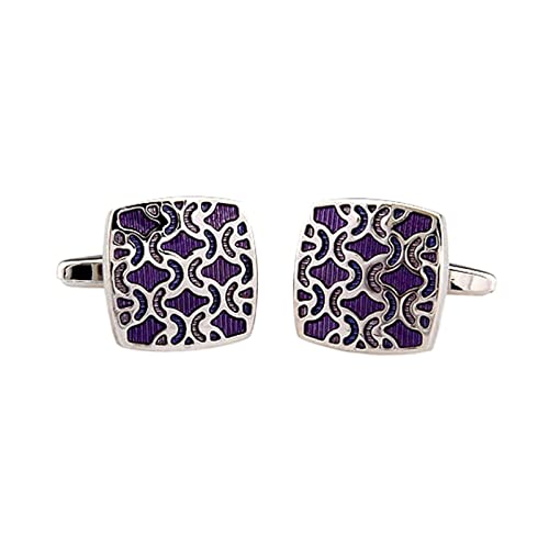 Mancuernillas Daesar para camisa con diseño floral cuadrado morado miniatura 1