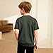 Henley Shirts for Boys Short Sleeve Button Down Crewneck Basic Pullover T-Shirt Back to School Season Fashion Tops Army Green