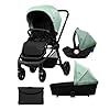 Asalvo-GENIUS-2-Trio-convertible-3-en-1-Silla-de-paseo-Carrito-de-bebe-Silla-de-Auto-Confortable-Segura-Capota-extensible-Suspension-en-las-Ruedas-Freno-trasero-Carga-Maxima-23-kg-Verde
