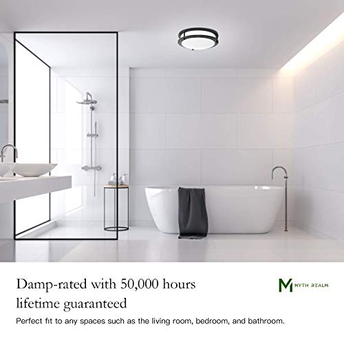 Myth Realm Led Ceiling Light Fixture Flush Mount 12 Inches Dimmable Oil Rubbed Bronze Double Rings 3000/4000/5000K, Close To Ceiling, Daphne #TOP4