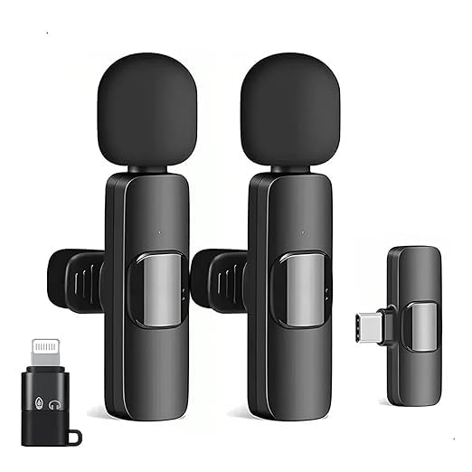 Image of Gentail K9 Dual Wireless Lavalier Microphone for Smartphone | Noise Cancellation Clip Mic with Receiver for Interviews, Vlogging, YouTube, Reels & Live Streaming (K9)