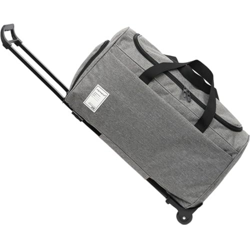 Rolling Duffle Bag with Wheels, 45L 22” Folding Travel Duffel Bag Soft-Sided with 2 Wheels, Waterproof Carry-On Large Travel Bag Men/Women Multiple Pockets for Trip Business Fitness Grey
