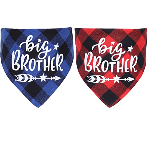 Dog Bandana 2 Pack - Big Brother Cotton Bandanas Handkerchiefs Scarfs Triangle Bibs Accessories For Small Medium Large Dogs Puppies Pets(L) #TOP6