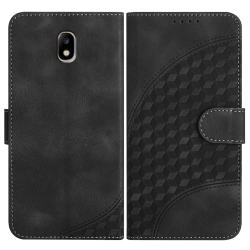 Image of JayModCase Mobile Phone Case for Samsung Galaxy J7 2017 / J730, with Card Slot, Stand Function, Magnetic, PU Leather Case, Folio Flip Case Compatible with Galaxy J7 2017 - Black
