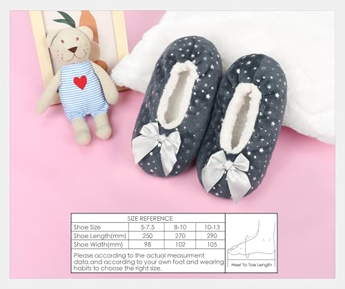 Image of DICUIRD Womens Cozy&Warm Soft Sole Slipper Socks with Grippers-Girls Teddy Fleece Indoor Slipper with Non-skid Bottoms