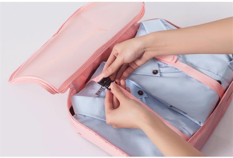 Image of Packing Cubes for Travel, 7-Piece Luggage Organizer Set with Shoe Bag & Laundry Pouch, Lightweight Compression Travel Organizers for Suitcases, Carry-On & Backpacks (BLUSH)