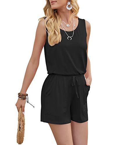 Image of DouBCQ Womens Summer Casual Sleeveless Loose Jumpsuits Romper with Pockets
