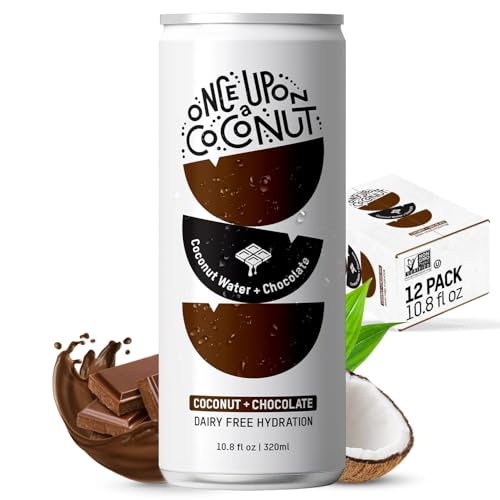 Once Upon a Coconut Chocolate Coconut Water - Low-Calorie, All-Natural Drink with Electrolytes - Non-GMO, Gluten-Free - Pack of 12 Cans (each 10.8 fl oz)