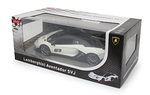 JAMARA 405172 - Lamborghini Aventador SVJ 1:14 2,4GHz - offiziell lizenziert, bis zu 1 Stunde Fahrzeit bei ca. 11 Kmh, perfekt nachgebildete Details, hochwertige Verarbeitung, Weiß