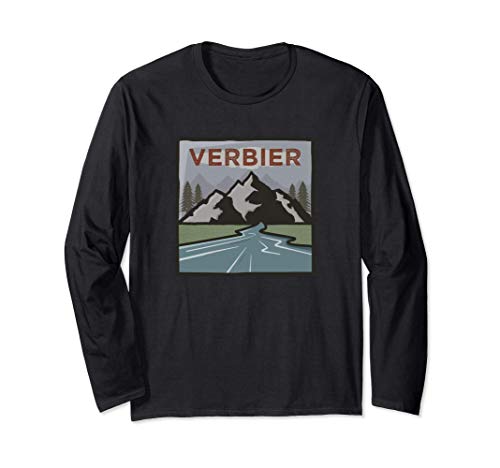 Vintage Verbier, Switzerland Illustration / Retro Verbier Maglia a Manica