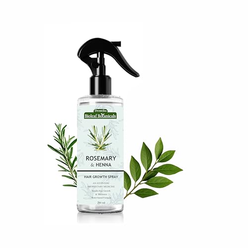 Image of Drontika Bioleaf Botanicals Rosemary Water Spray for Hair Growth & Hair Thickness with Rice Water & Henna |100% Natural Extract | Soft & Smooth Hair| Controls Hairfall| Non-Greasy & Fast Absorbing | 200 ml