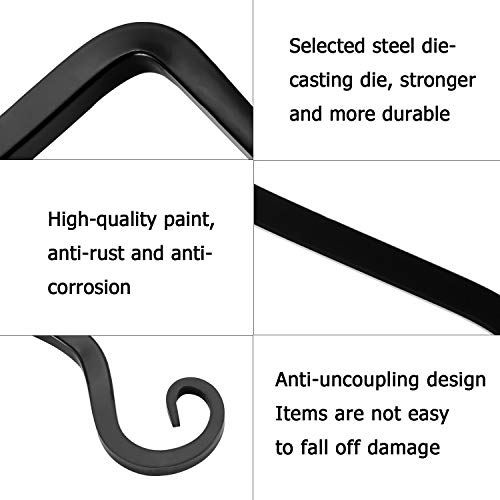 Onepeng 6-Inch Hanging Plant Hook,Decorative Straight Plant Hanger For Bird Feeders,Planters,Lanterns,Wind Chimes,Indoor/Outdoor (2 Pack, Black) #TOP3