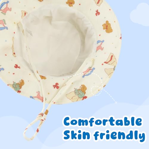 Image of Muslin Baby Sun Hat Sun Protection Baby Toddler Bucket Hats for Boys Girls
