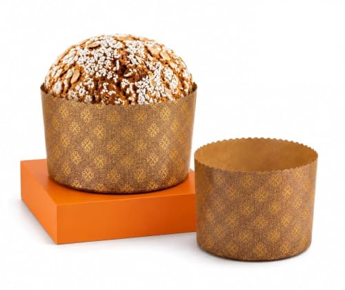 Pastry Chef's Boutique Thin Panettone Paper Pan Mold - Large 1 Kg - 6-5/8" x 4-5/16" - Pack of 6