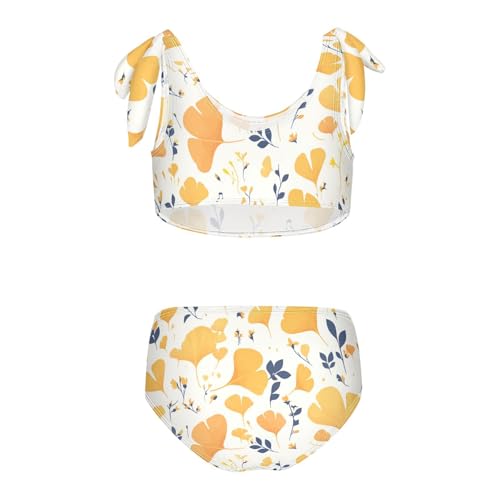 KLL Ginkgo Leaves Girl Two Piece Bikini Sets Scoop Neck Swimsuit Swimwear Adjustable Strap2