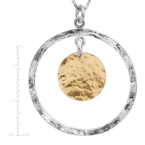 Silpada 'Marbella' Two-Tone Disc Pendant in Sterling Silver with Gold-Plating, 18" + 2"4