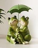 Dekoleidenschaft Dekofigur Froschpaar Regenschirm aus Polyresin, grün, 23 cm hoch, Froschfigur, Froschdeko