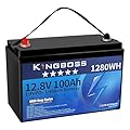 KINGBOSS 12V 100Ah LiFePO4 Lithium Battery Built-in 100A Smart BMS, Waterproof 12 Volt with Low-Temp Protection Group 31 Battery, 1280Wh Output, 15000+ Cycles for Solar System, RV, Home Backup