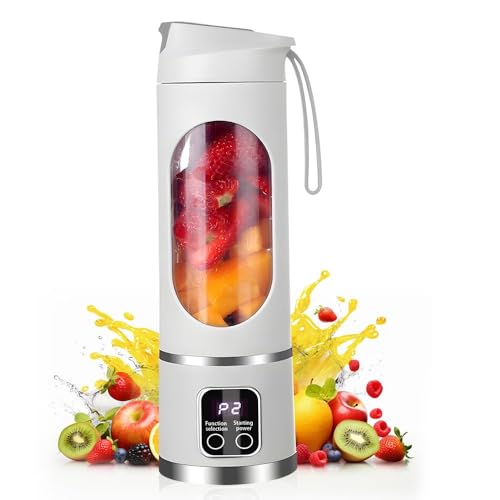 Ubdrud Mixeur portable 12 lames pour jus de fruits et smoothies 450 ml Mini mixeur avec écran LED rechargeable pour la maison, le sport, l'extérieur