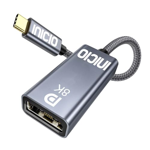Image of INICIO 8K USB C to DisplayPort 1.4 Adapter, 8K@60Hz 4K@144Hz HDR, Type C Thunderbolt 4 /3 To DP1.4 Display Port Cable For MacBook Pro Air, iPad Pro /Air, iPhone 16 15, Galaxy S25 S24 S23, XPS 13 /15 etc